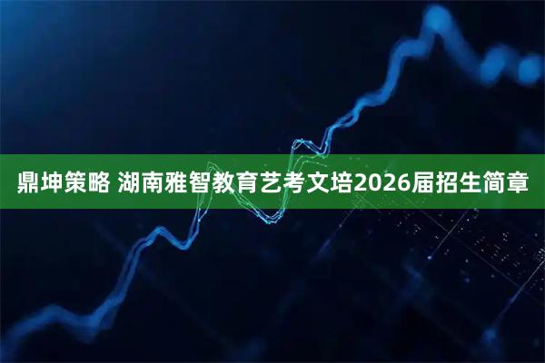 鼎坤策略 湖南雅智教育艺考文培2026届招生简章